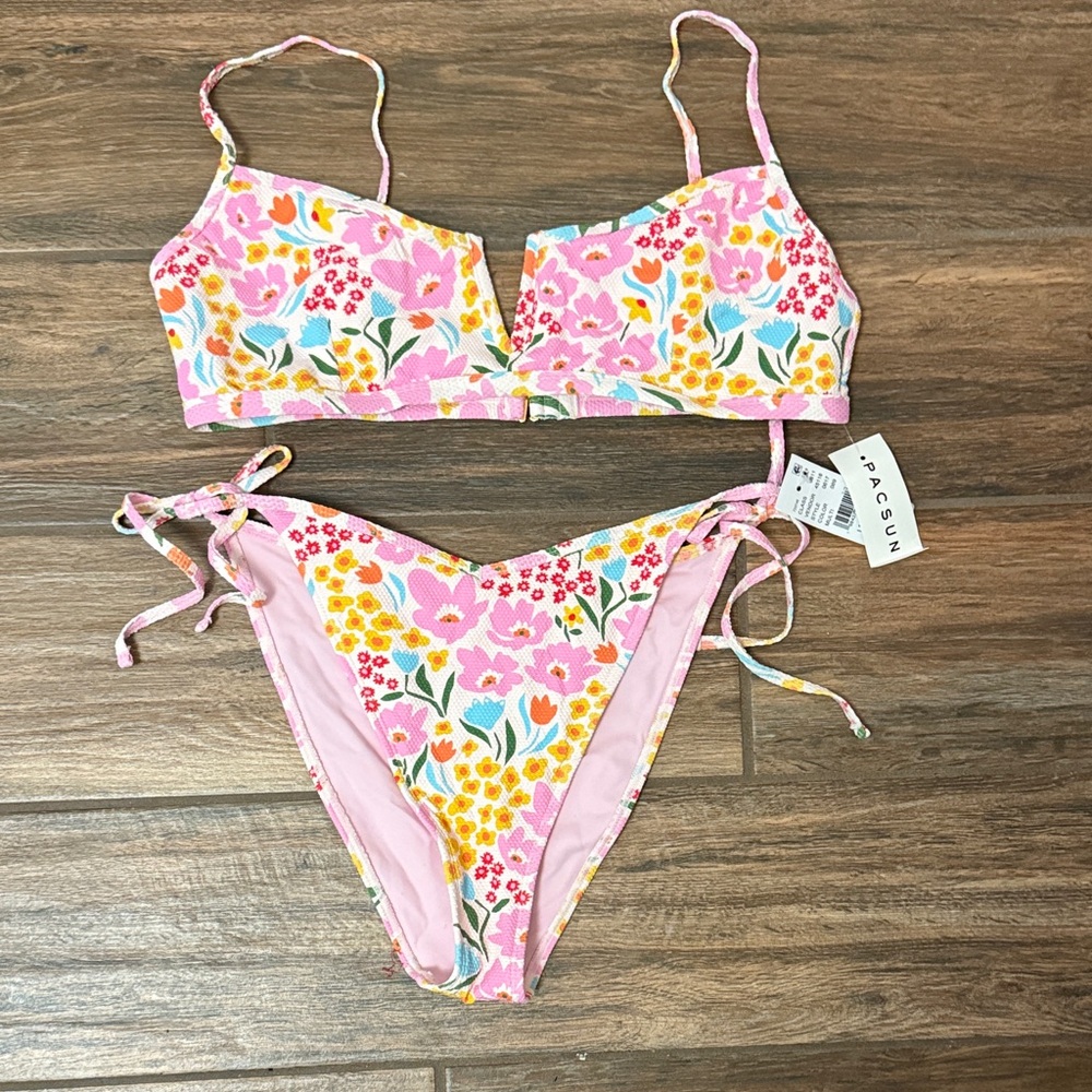 PacSun Pink and Yellow Floral Bikini NWT